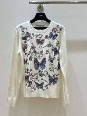 💎Dior White Sweater with ButterflyDesign💎